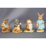 Four Beswick Beatrix Potter figures, 'Ode Mr Bouncer', 8cm high; 'Diggory Diggory Delvet', 7.