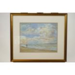 Rowland Hill, beach scene, pastel, signed lower right,