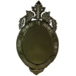 A pair of 20th century Venetian style wall mirrors with leaf form pediments,