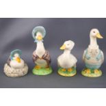Four Beswick Beatrix Potter figures, 'Jemima Puddleduck', 11cm high; 'Rebeccah Puddle Duck',