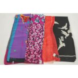 Four silk scarves by Armani, YSL,