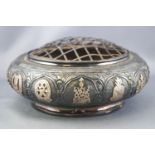A Malaysian white metal low form baluster rose bowl,