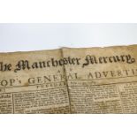 Three Georgian newspapers, The Manchester Mercury, 1769, The Times, 1798 and the Dublin Journal,