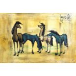 Jacques Cote, Horses, oil on board, signed upper right, 60cm x 90.