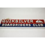 An illuminated Quicksilver Board riders advertising box sign,