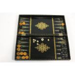 A Victorian papier mache chess board/back gammon set,