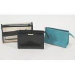 A Gucci ladies clutch bag, 26cm wide and an Aspinels turquoise ladies clutch bag,