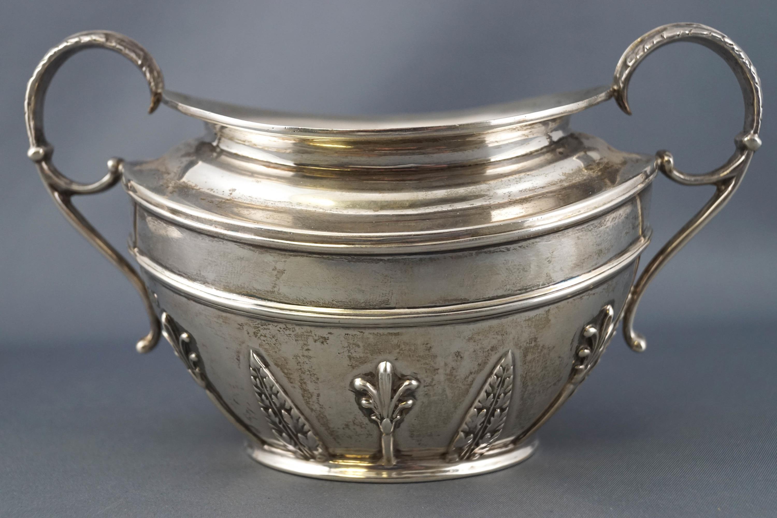 A silver French style four piece tea and coffee service, of oval form, with domed covers, - Image 4 of 6