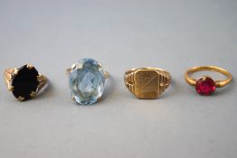 A collection of jewellery to include: Six rings of variable designs ranging in size from M to P;