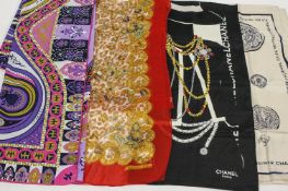 Two Chanel silk scarves,
