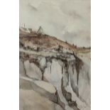 Heather Gray, The Cliff Edge, watercolour, signed and dated 80 lower right,