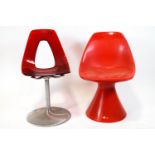 A Star Foschina Picco swivel chair together with a red tulip shaped chair,