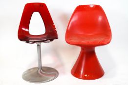 A Star Foschina Picco swivel chair together with a red tulip shaped chair,