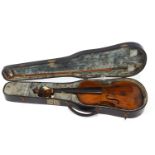 A cased North German school one piece back violin,