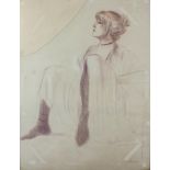 Adrian George, portrait of a lady, crayon, signed and dated 1987 lower right,