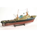 A wooden scale model of the tug Zwarte Zee, probably Billing Boat,