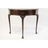 A George II style demi-lune side table, fitted single drawer,