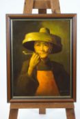 G Chan, portraits of Asian peasants smoking, oil on board, signed lower right,