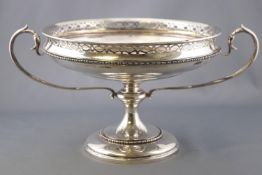 A silver tazza two handled fruit bowl, of round form,