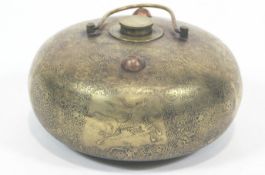 A Chinese brass hot water carrier, possibly 18th/19th Century,