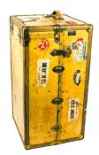 A Finnigans Ltd steamer trunk with Cunard White Star labels, Johnson Line Rio de Janeiro,