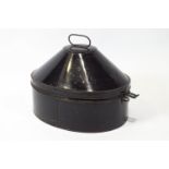 A 20th century black Japanned Naval tricorn hat case, with swing handle, 30.