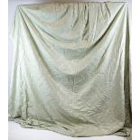 A set of four pale blue curtains, lined and inter-lined,