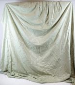 A set of four pale blue curtains, lined and inter-lined,