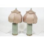 A pair of 19th century Chinese celadon hexagonal vases, with gilt brass mounts,