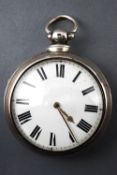 A pear cased open face pocket watch. White ceramic dial with key wound movement.