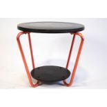 A Retro record coffee table, the circular top and base supported on a tubular metal frame,