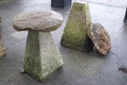 A pair of carved stone staddle stones,