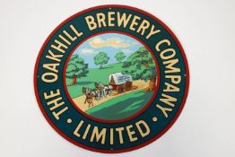 Local interest - An enamelled metal round advertising sign for 'The Oakhill Brewery Company