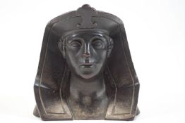 A 19th century bronze Pharonic bust of a young man,