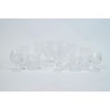 A Cristal d'Arques Chantilly suite of cut glass comprising of five brandy glasses,