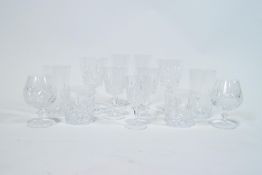 A Cristal d'Arques Chantilly suite of cut glass comprising of five brandy glasses,