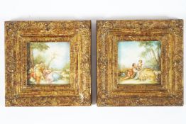 A pair of 20th century miniatures, in the 18th century French romantic style,