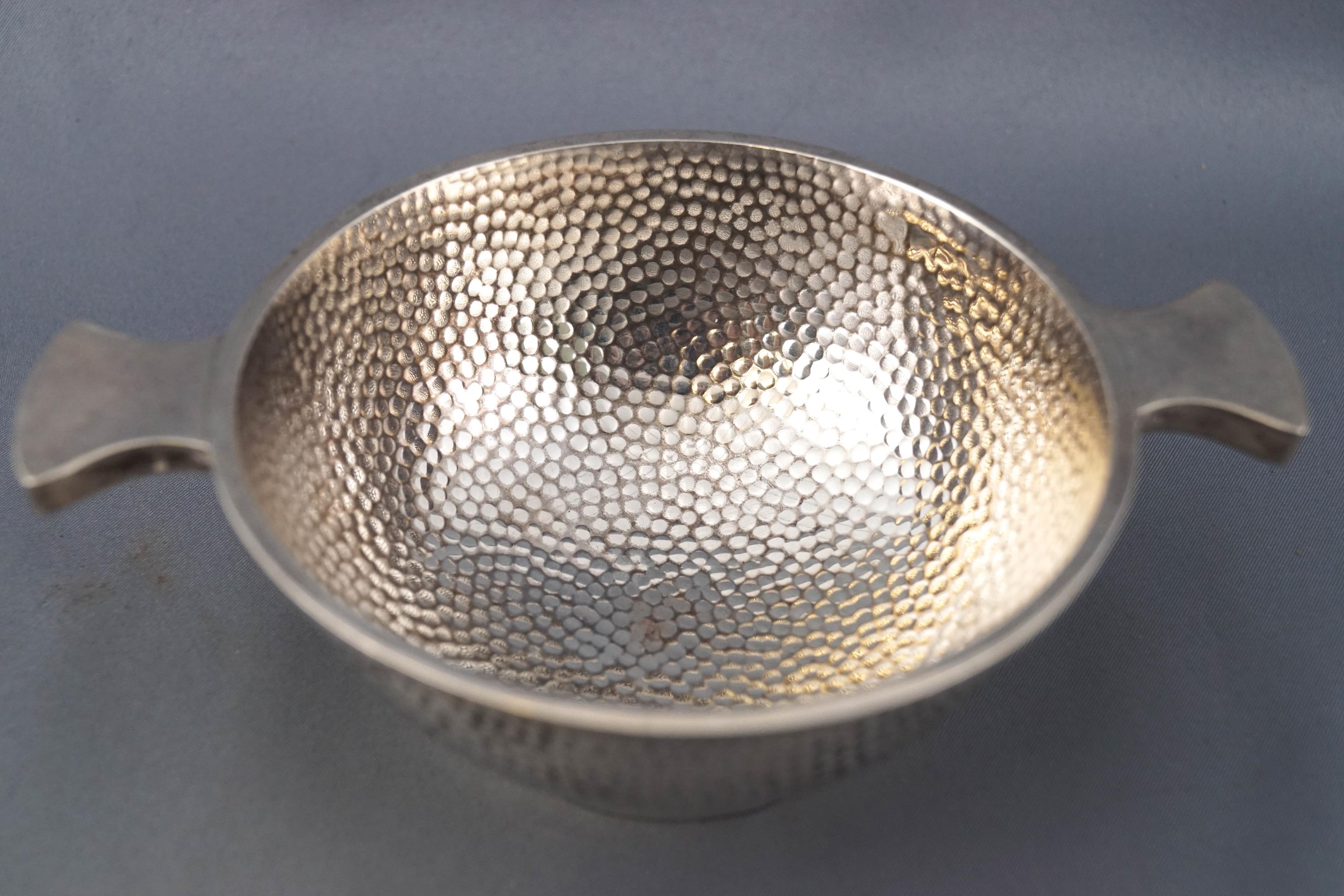 A silver spot hammered finish quaich, of traditional form, Birmingham 1923, 4. - Image 2 of 2