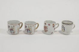 Four early 19th century Chinese export porcelain coffee cans, one is the armorial style,