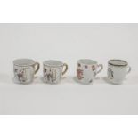 Four early 19th century Chinese export porcelain coffee cans, one is the armorial style,