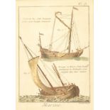 Bernard Diresc, Marine, Pl 12 & 13, hand coloured engravings, a pair, 22cm x 15.