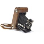 A Zeiss lkon super lkonta folding camera, with Carl Zeiss Jenna lens Nr 1523458, Triostar 1:4,