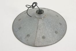 A French galvanised metal pendant light shade,