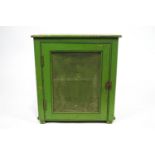 A green painted Victorian food cupboard,