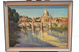 Laurence Irving, Rome, St Peters from the Tiber, oil on canvas,