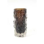 A Whitefriars brown bark glass vase, designed by Geoffrey Baxter,