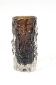 A Whitefriars brown bark glass vase, designed by Geoffrey Baxter,