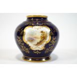 A Coalport porcelain short form baluster vase,