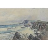 Ernest Pile Bucknell, watercolour, stormy coastline scene,