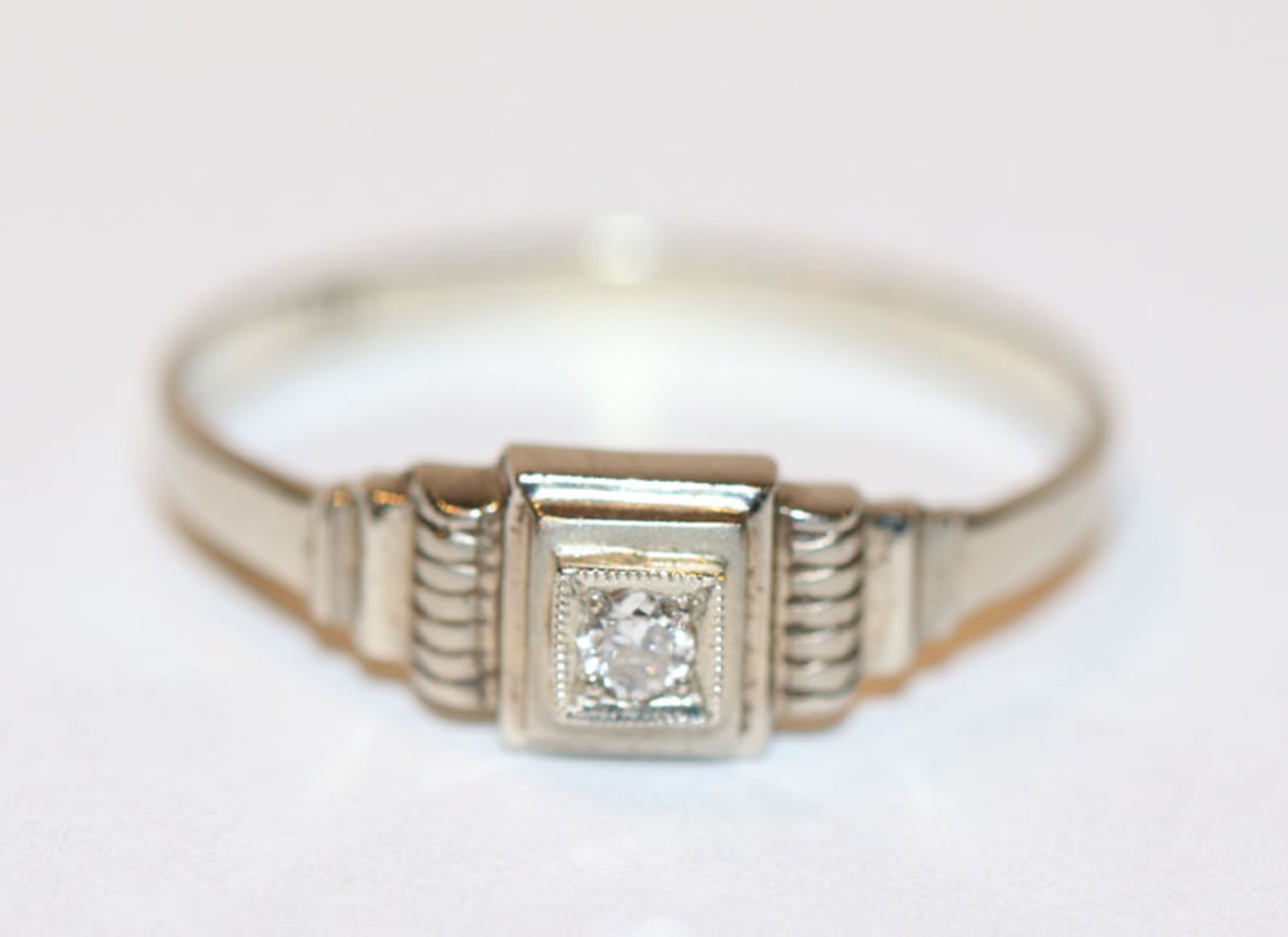 14 k Weißgold Diamant-Ring, Gr. 55